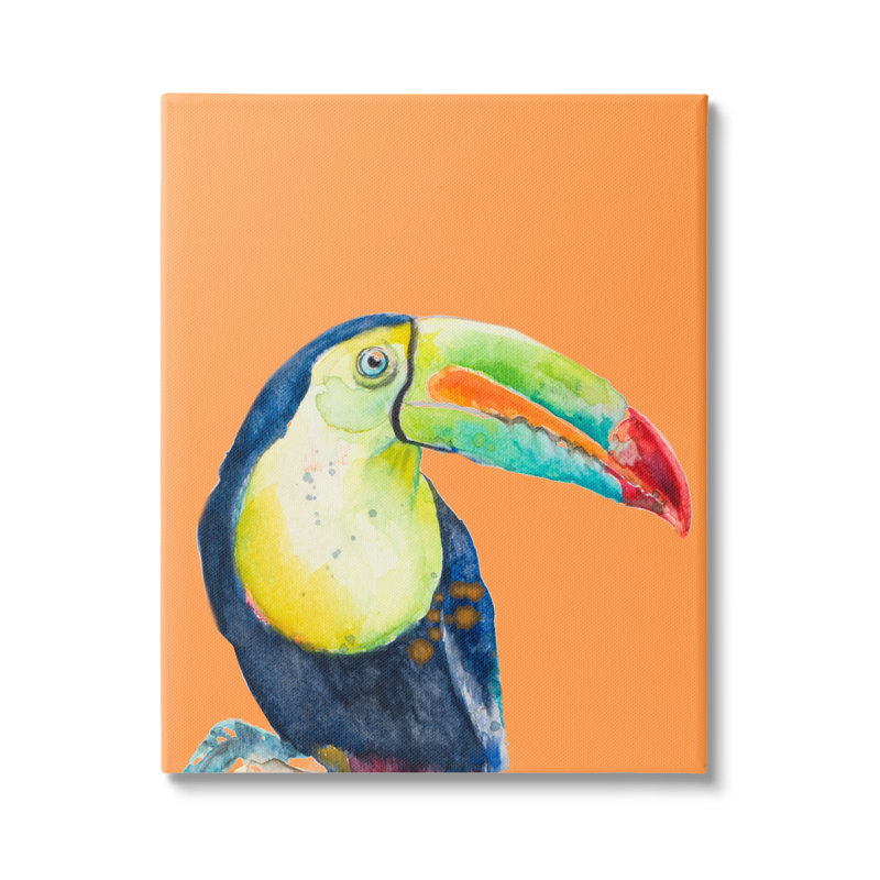 "Tropical Toucan" par Patricia Pinto - cadre flottant, impression, Toile tendue, H 20 po x l 16 po x P 1,5 po