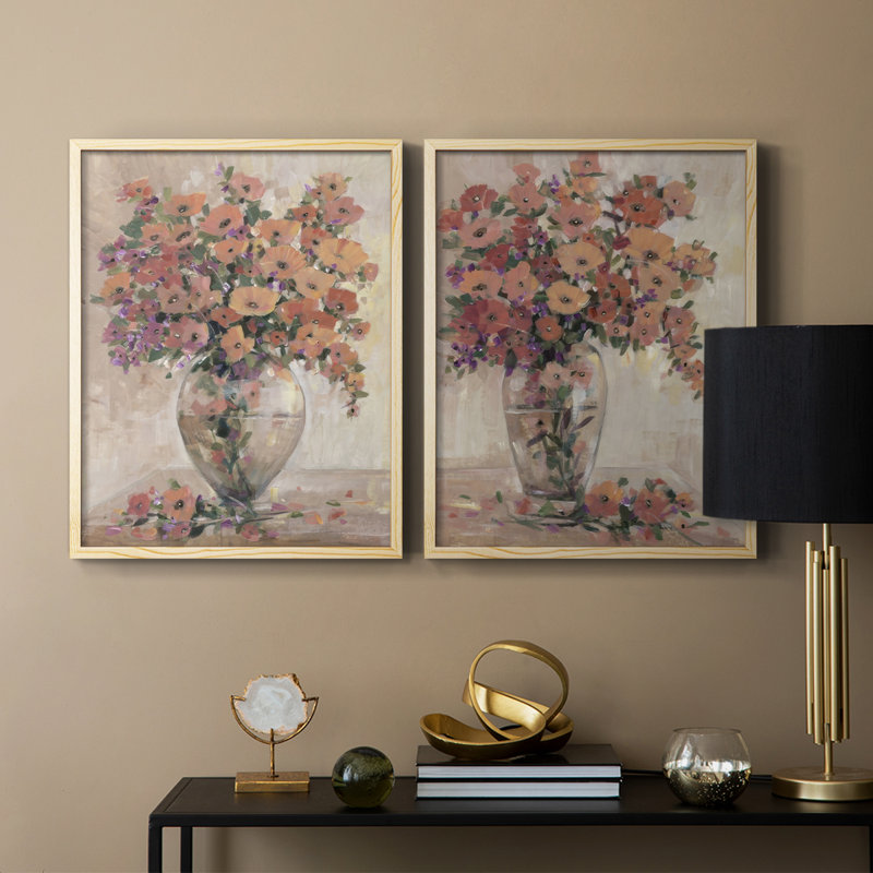 Décoration florale I - reproduction encadrée de qualité supérieure - prête à être accrochée - aucun clou requis, Bois naturel