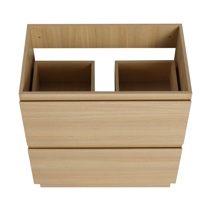Meuble-lavabo 30 po - Meuble-lavabo encastré à double tiroir autoportant moderne en bois d'ingénierie de couleur chêne, avec tiroir, moderne, bois d'ingénierie, surface éblouissante
