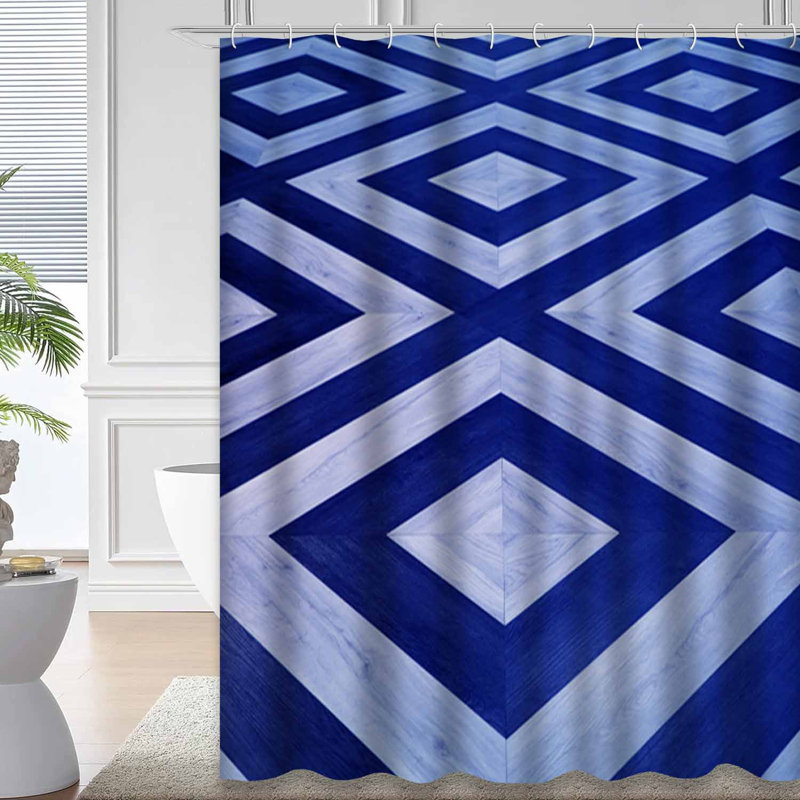 Rideau de douche bleu imperméable, rideaux de douche pour la salle de bain avec 12 crochets, 72" L x 78" W