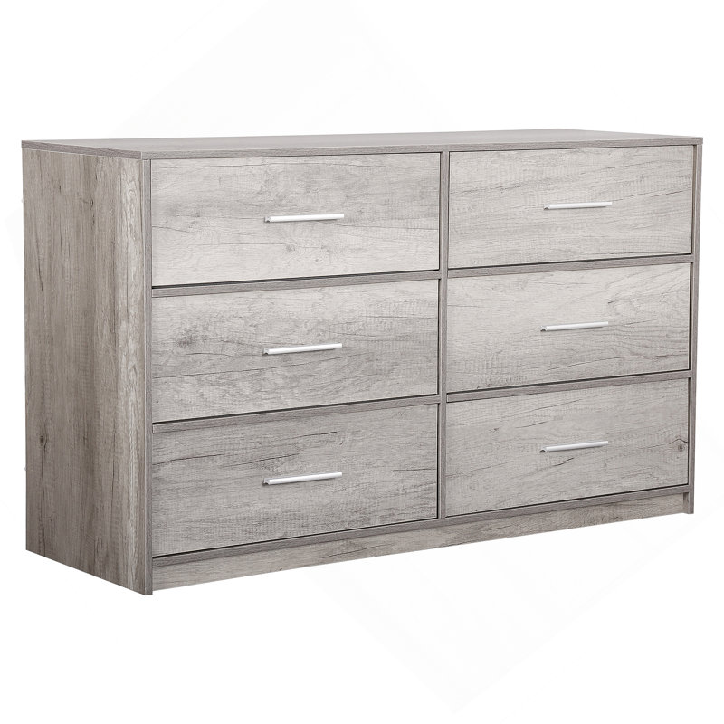 6-Drawer Dresser With Fabric Drawers, Gray