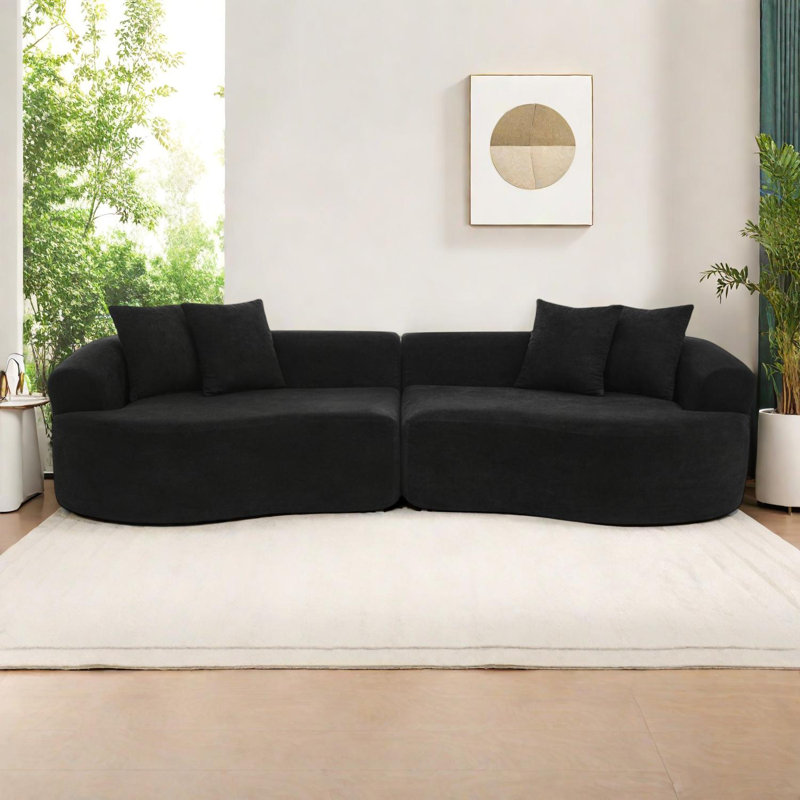 Canapé modulaire courbé moderne à 4 places Modern Cloud, aucun assemblage requis, Noir
