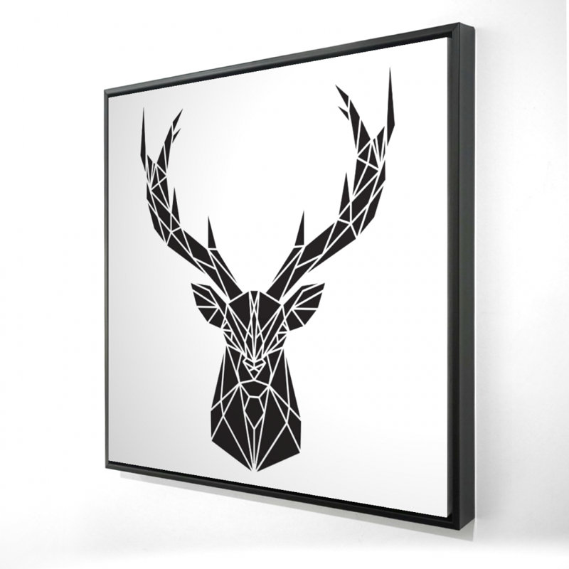Geometric Deer Head Canvas | Industrial Framed Home Decor