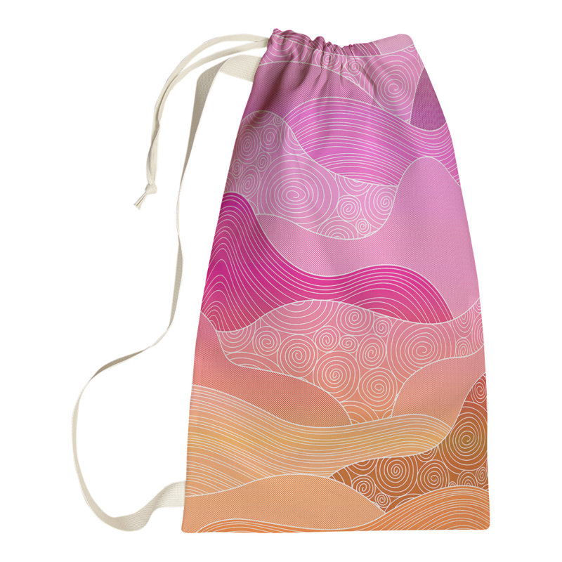 Sac à linge à ondulations tirées à la main, Petit (H 64 po x l 20 po x P 1,5 po), Rose / Orange