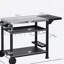 Chariot de gril d'extérieur avec table d'appoint pliable, four à pizza multifonctionnel en acier inoxydable de 46 po x 21,75 po avec trois tablettes, table de préparation des aliments mobile sur roulettes, noir