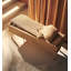 Repose-pieds rectangulaire en bois et rotin