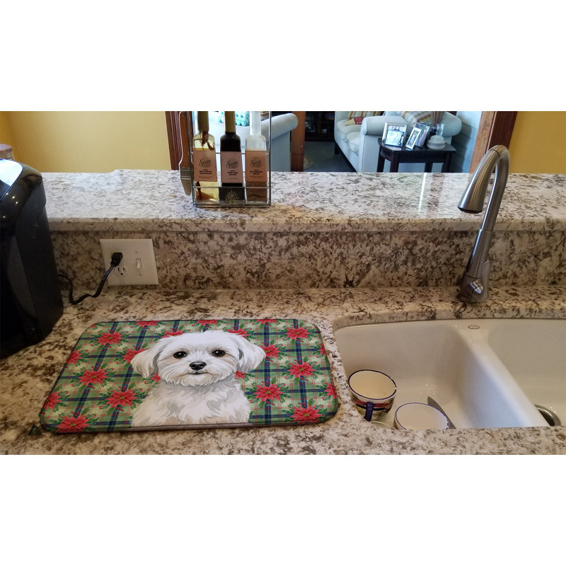 Tapis de séchage de Noël Maltese PoinsettIas