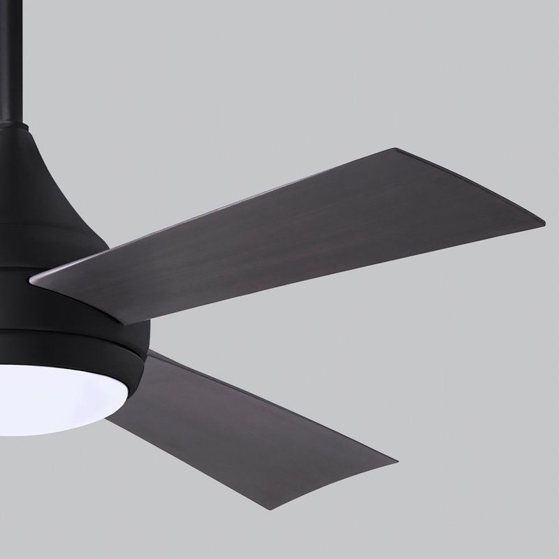 Donaire LED Outdoor Downrod Ceiling Fan, Matte Black, Brushed Bronze