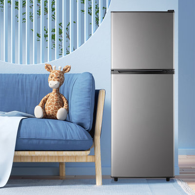 5.0 Cu.Ft Mini Fridge with Freezer, Double Door Compact Refrigerator with 4 Adjustable Thermostat and Shelves ,Small Fridge with Large Capacity, Perfect for Bedroom, Dorm, Home, Office, Silver