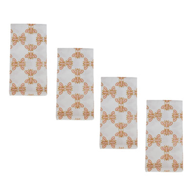 S/4 Organic Napkins - Honeybee - Rose & Mustard