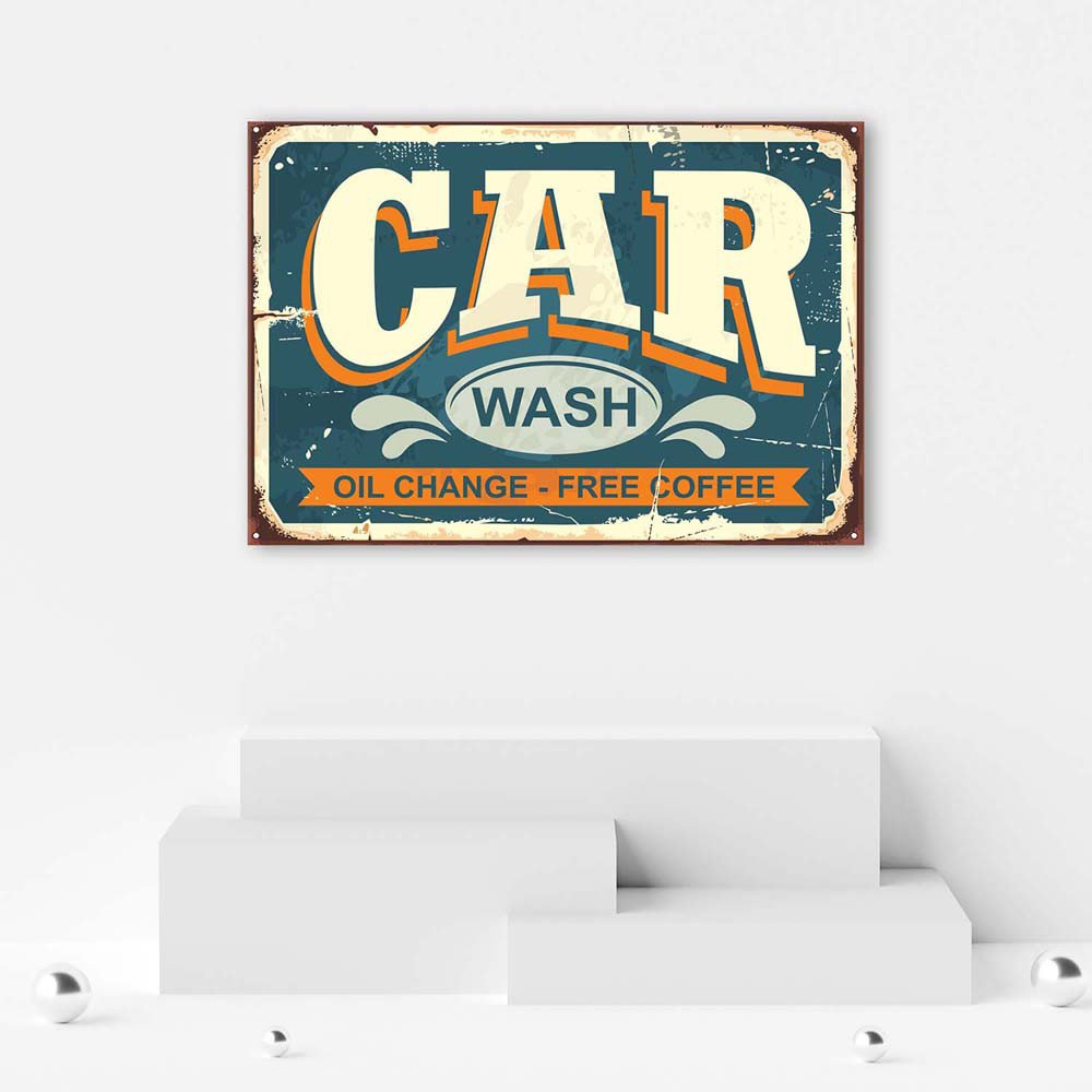 Leinwandbild Car Wash Retro Sign