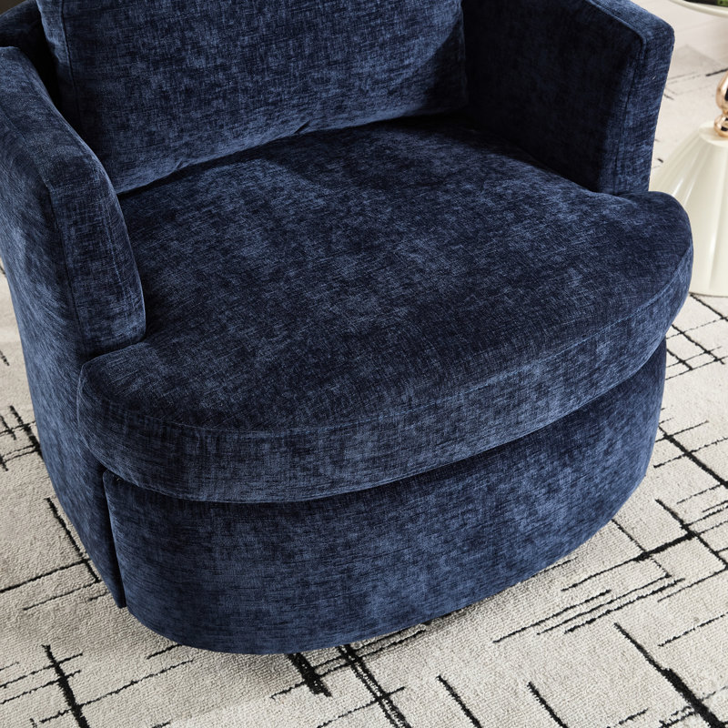 Fauteuil pivotant bleu à 360 degrés, siège en tissu chenille, siège respirant, conception respirante, base, installation simple, parfait pour l'ambiance de bureau, dimensions de 31,66 po, 59,54 po