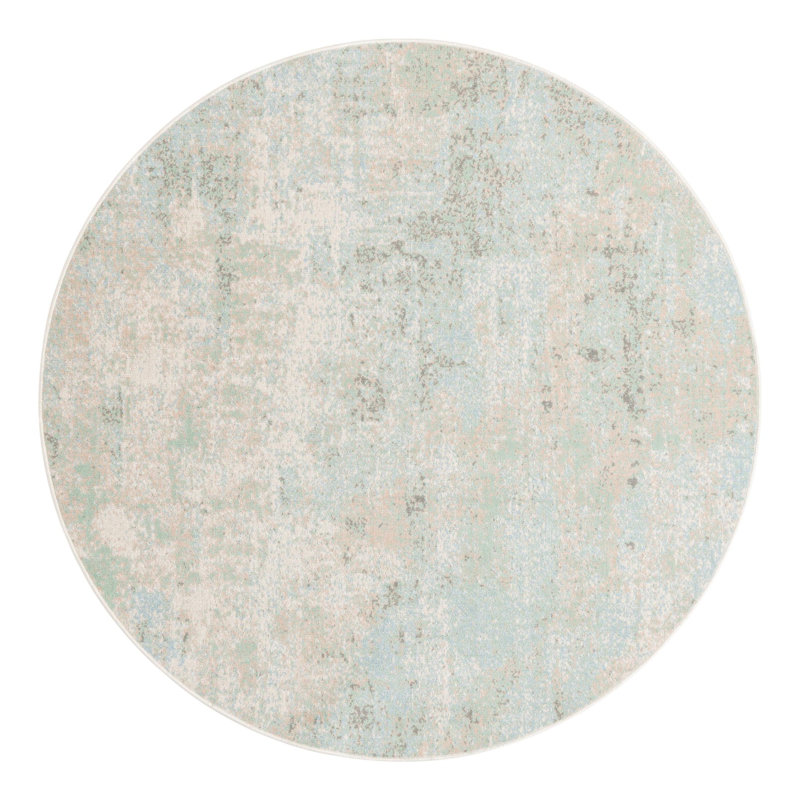 Brown/Teal Area Rug, Round 6'1"