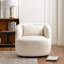 Fauteuil pivotant rembourré en lin avec repose-pieds-1350640576