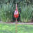 Exhart Solar Pearlized Hand Blown Glass Twisted Flame Garden Stake with Metal Finial Detail, 36 Inch
