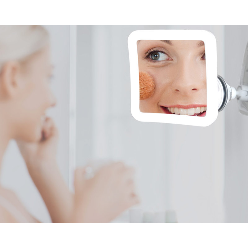 Sleek White 10X Magnification LED Wall Mounted Makeup Mirror