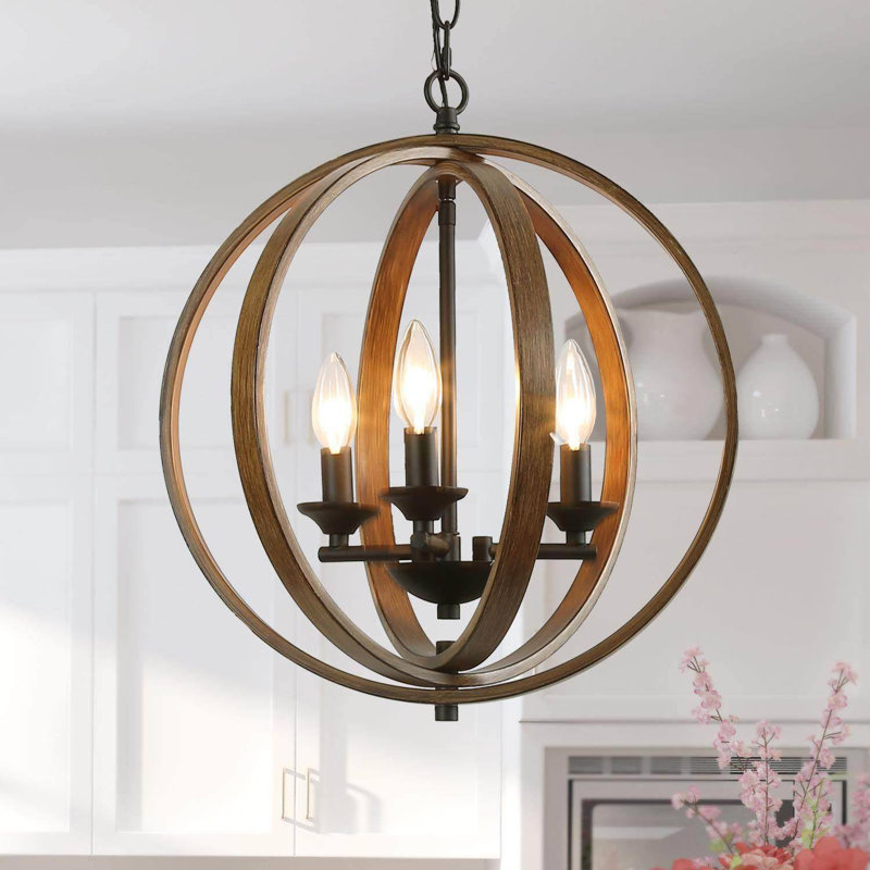 Freddi 3 - Light Candle Style Globe Dining Room Chandelier