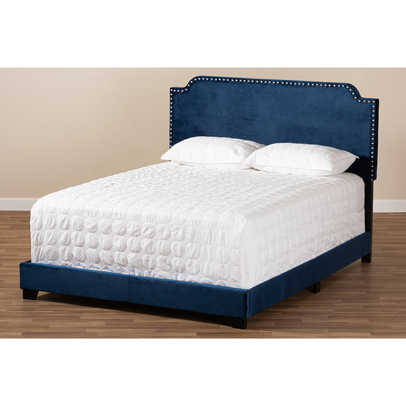 Boothe Upholstered Standard Bed, King, Navy Blue