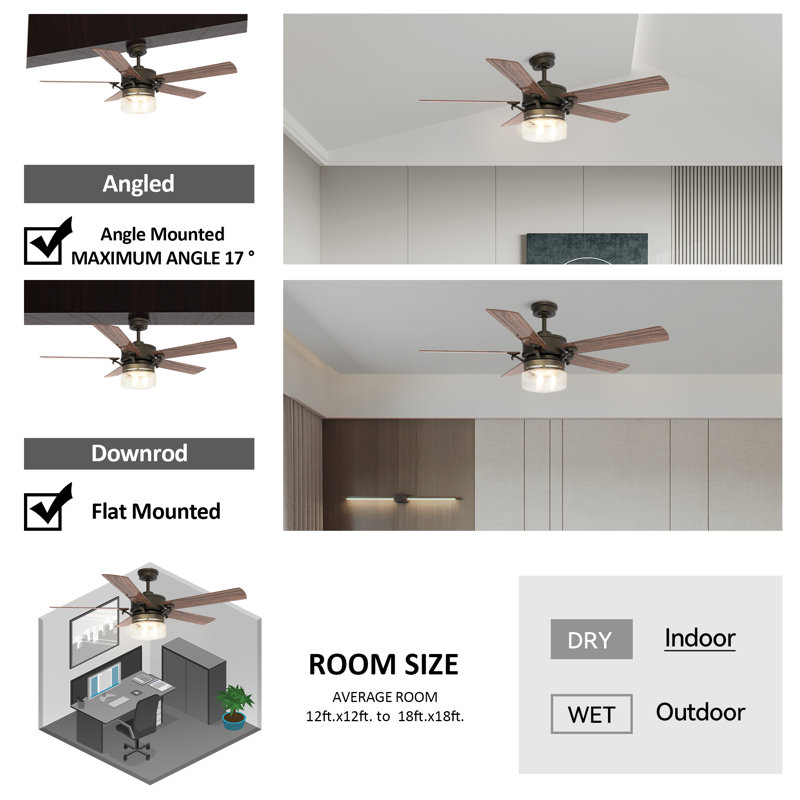  52" Smart Ceiling Fan with Light Kit and Wall Switch