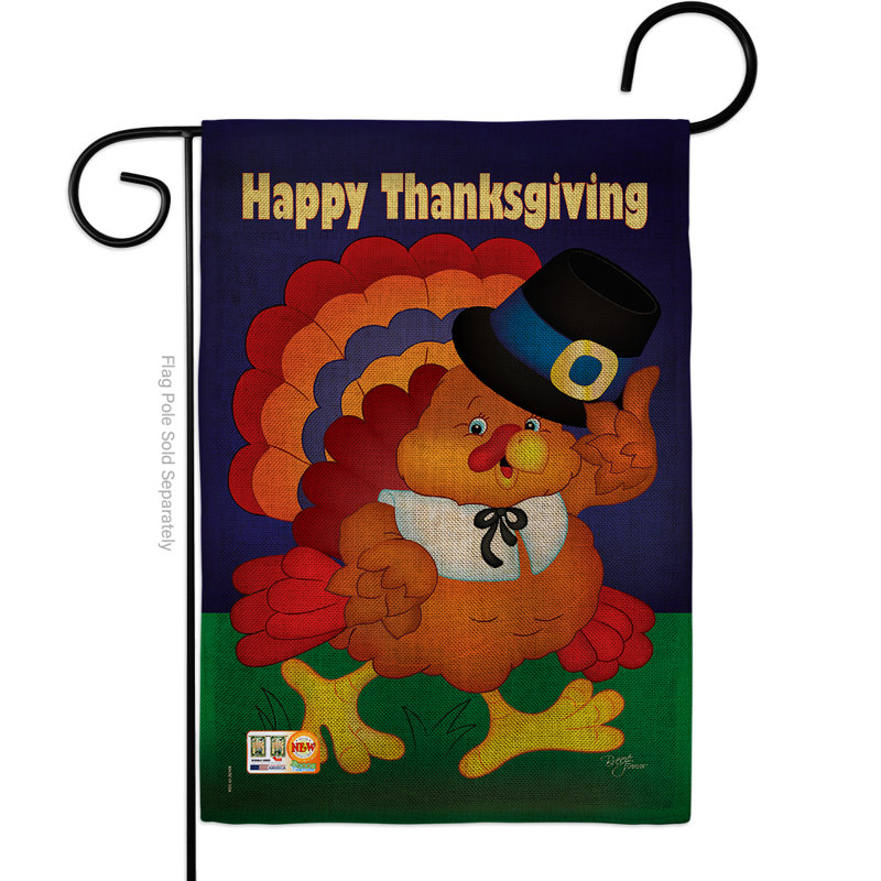 Joyeuse thanksgiving turquie, en polyester de 2 côtés 19 po. drapeau de jardin