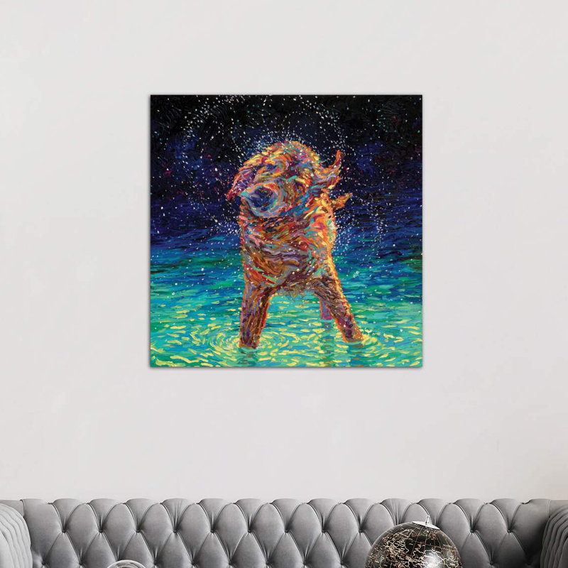" Moonlight Swim ", Wrapped Canvas, 12" H x 12" W x 1.5" D
