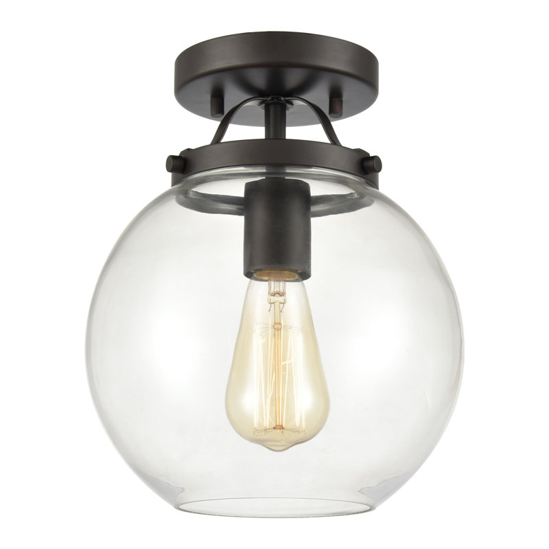 Plafonnier semi-encastré 1 lumière de 9 po de largeur Bernice - Bronze huilé