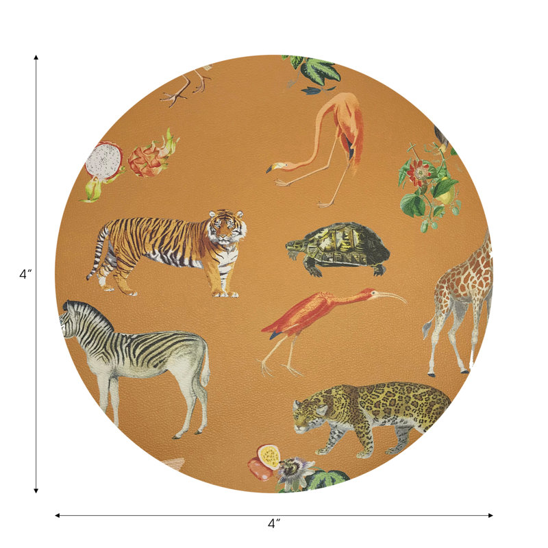 Sous-verres ronds en cuir tangerine Exotix, Tangerine