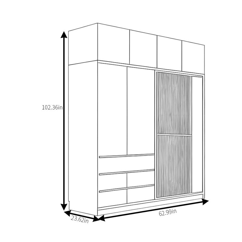 Garde-robe de luxe léger, H 102 po x l 63 po x P 24 po