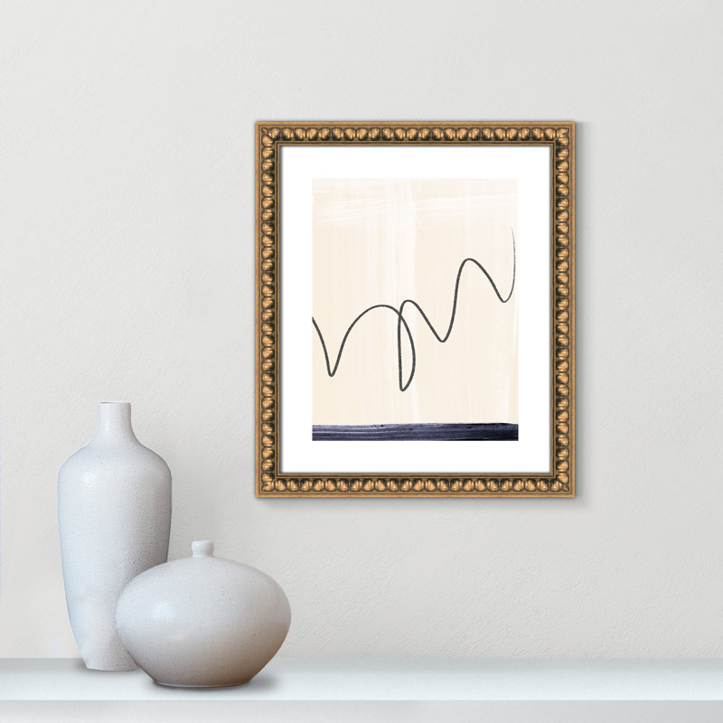 Départs II - reproduction d'art encadrée, Papier avec cadre à perles dorées, H 20 po x l 17 po x P 1,13 po