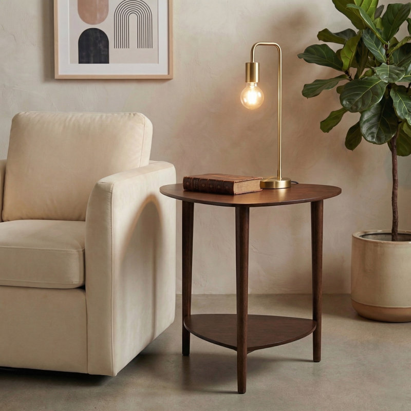 Table de bout triangulaire en bois, Espresso