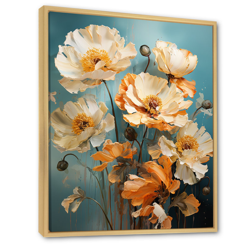 Beige Twilight Impressionistic Poppies, reproduction d'art sur toile, H 40 po x l 30 po x P 1,5 po, Cadre naturel flottant