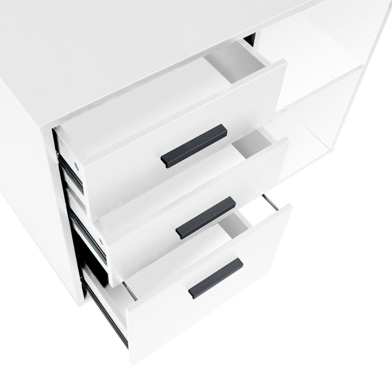 Nevio Rolling File Cabinet, Wooden Office Drawer, File Cabinet with Drawers, Office Cabinets, Racks & Shelves, Printer Stand