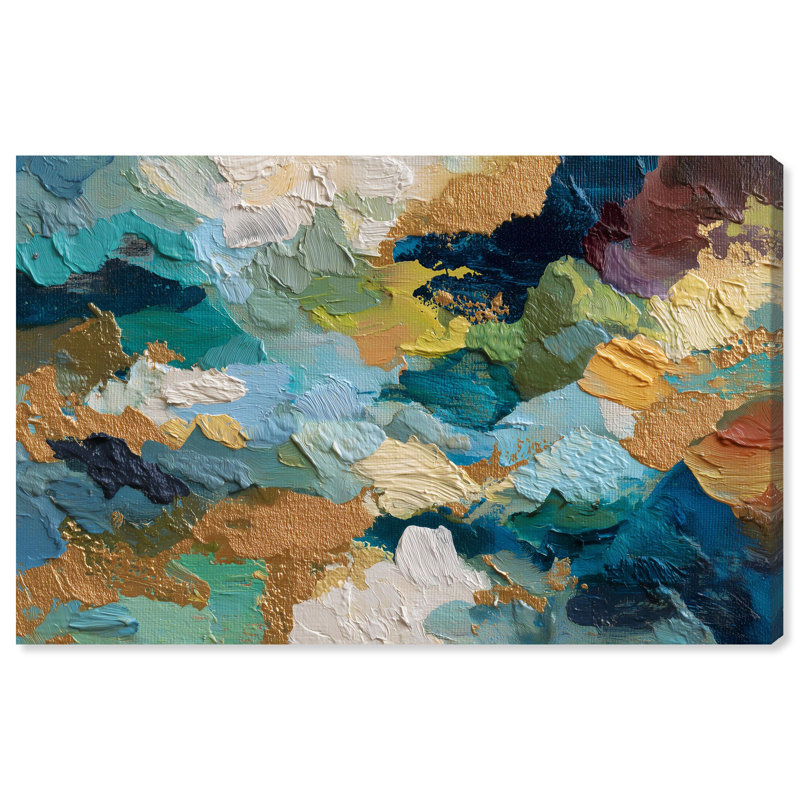 Lapis et or I, reproduction d'art sur toile par Art Remedy, H 36 po x l 54 po, Toile tendue avec châssis
