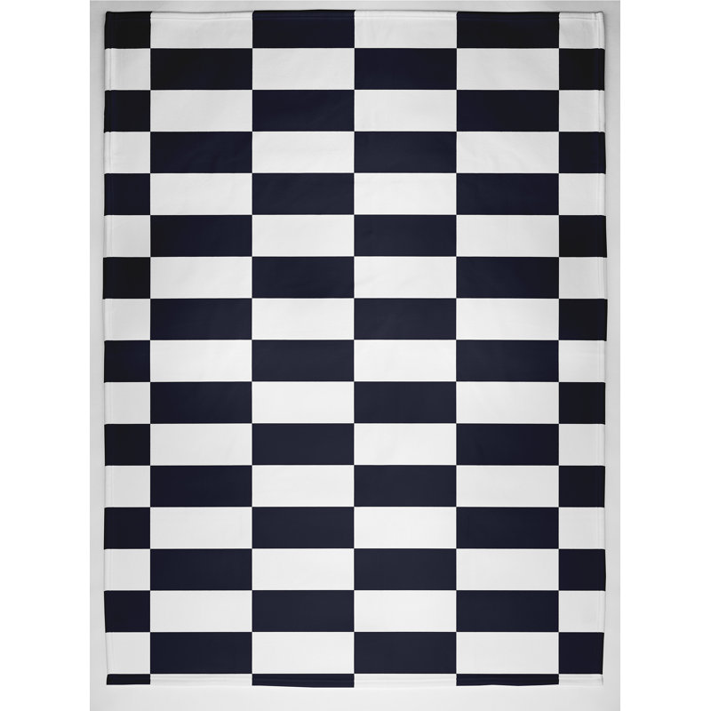 Jeté d'escalier à imprimé géométrique, L 60 po x l 50 po, Bleu marine