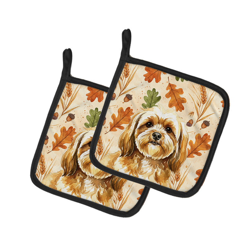 Paire de poignées dorées Lhasa Apso Heirloom