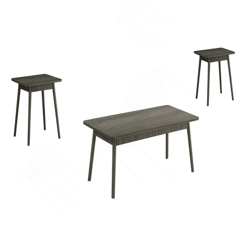 Ensemble de table, ensemble de 3 pièces, café, bout, côté, décor, salon, Mid-Century, moderne, Gris