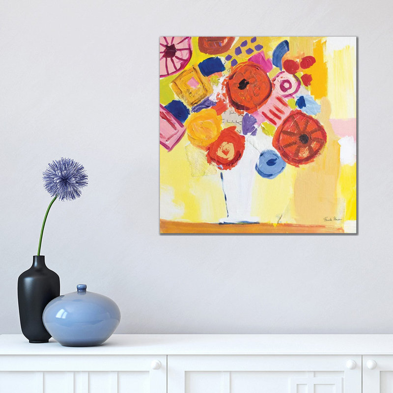 Floral Collage by Farida Zaman - Wrapped Canvas Painting, 45.72 cm H x 45.72 cm W x 3.175 cm D