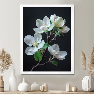 White Black Apple Blossom Garden Party - Apple Blossom Wall Art Print