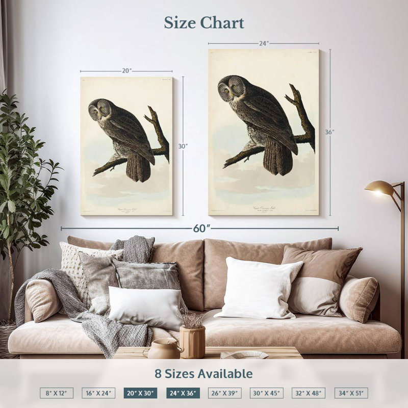 Brampt Great Cinereous Owl, 36" H x 24" W