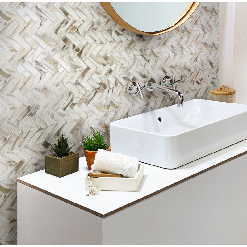 1.2" x 3.9" Glass Mosaic Wall & Floor Tile, White