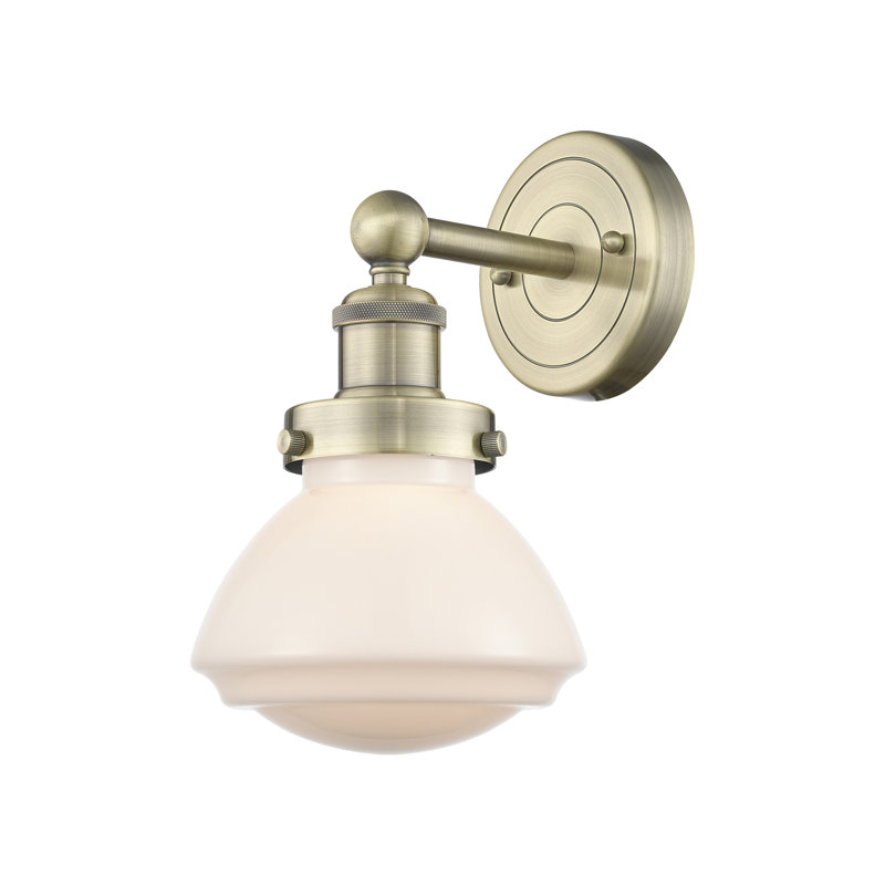 Almarosa Steel Armed Sconce, Matte White, Antique Brass