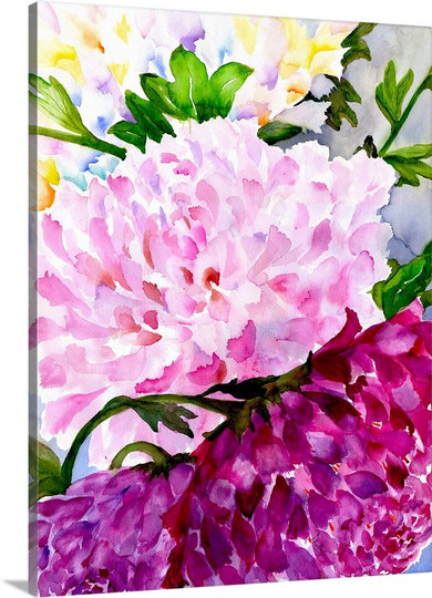 'Pink Peony' Neela Pushparaj Painting Print Great Big Canvas 