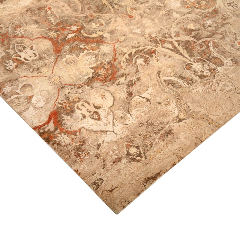 Natural Contemporary Silk Wool Blend Rug - 8' x 10'