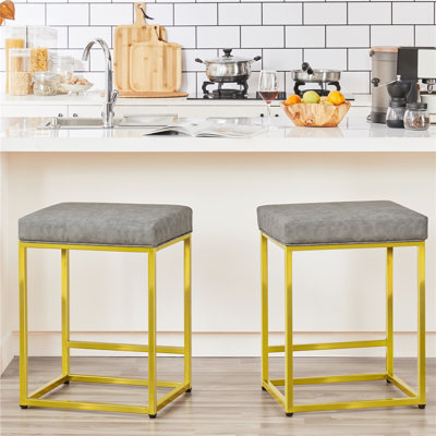 Upholstered Counter Stool with Metal Frame
