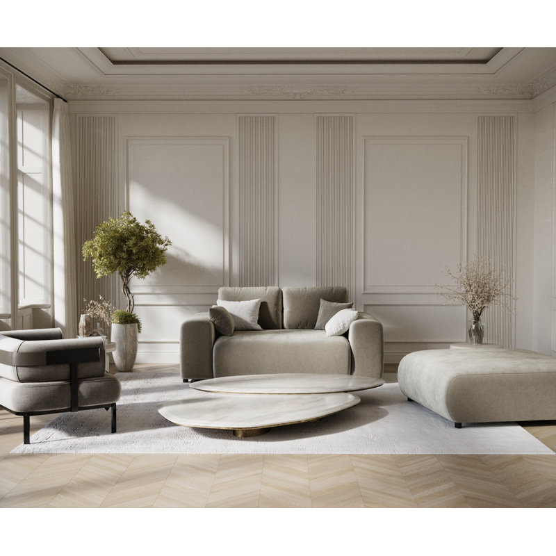 Two-seater square arms loveseat sofa, Brown