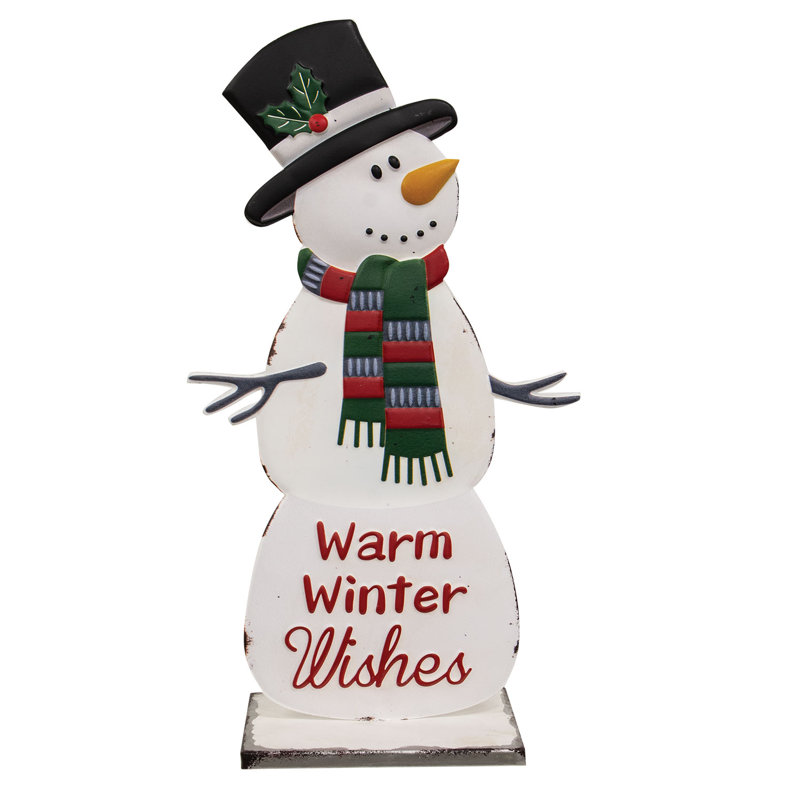 Chaleureux bonhomme de neige en métal