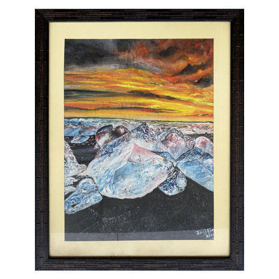 Soirée de glace | Aquarelle sur feuille | Avec cadre | Par Jashanpreet Kaur