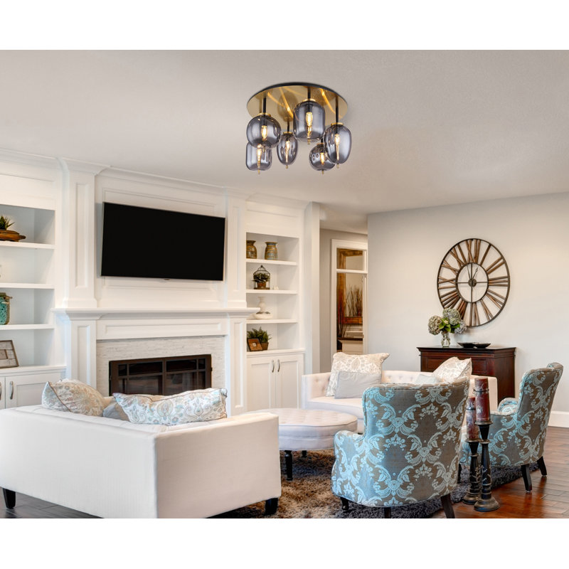 Mikasa Glass Flush Mount, Brass