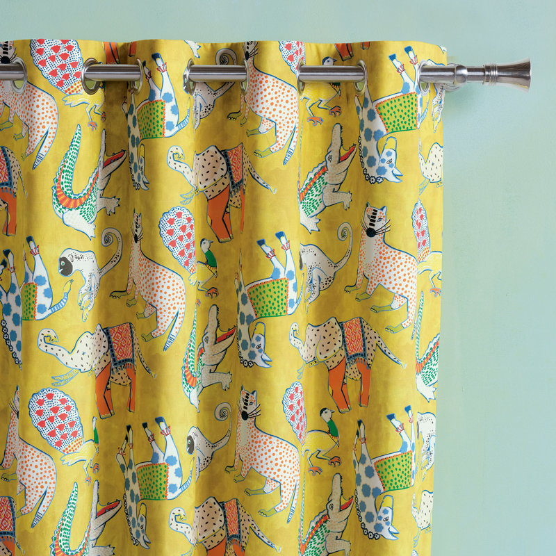 Hullabaloo Room Darkening Curtain, 96" x 96", Lemon
