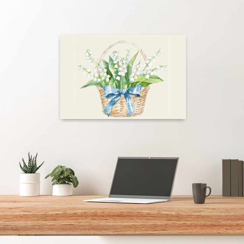 Delicate Lily Basket Delicate Elegant Rustic Lily Flower Nature Wall Art Print 1 Piece Wrapped Canvas Wall Art